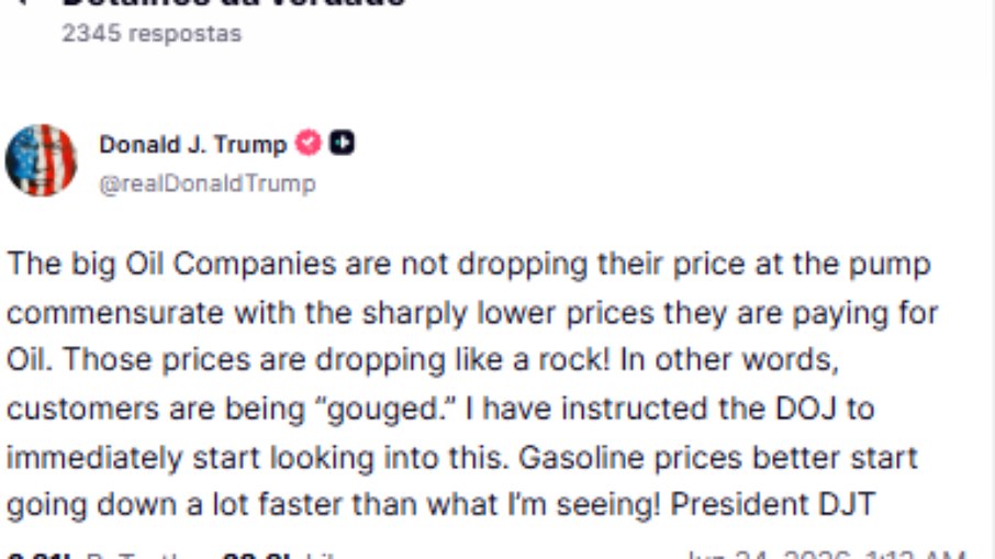 Gasolina sobe nos EUA após guerra com o Irã; Trump manda investigar 