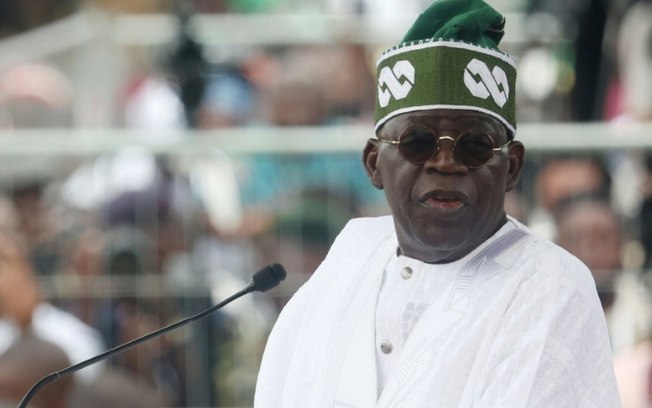 Presidente nigeriano Bola Tinubu durante sua posse em 29 de maio de 2023 em Abuja
