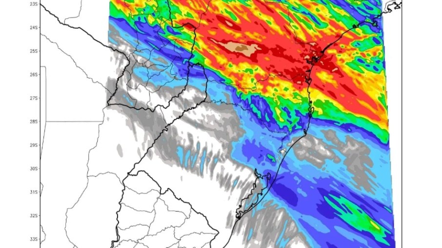 Mapa meteorológico do avanço de baixa segregada disponibilizado pelo MetSul Mapa meteorológico do avanço de baixa segregada disponibilizado pelo MetSul