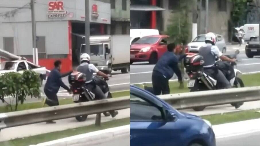 Policial algema jovem em moto e o arrasta pelas ruas de São Paulo
