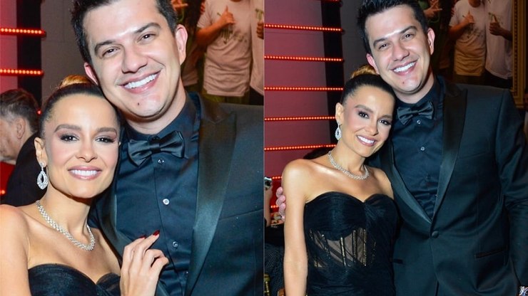 Maiara rouba a cena ao lado de Hugo, da dupla Hugo e Guilherme, em evento de Neymar Jr.