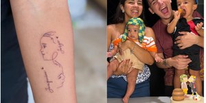 Esposa de João Gomes faz tatuagem para os filhos e marido