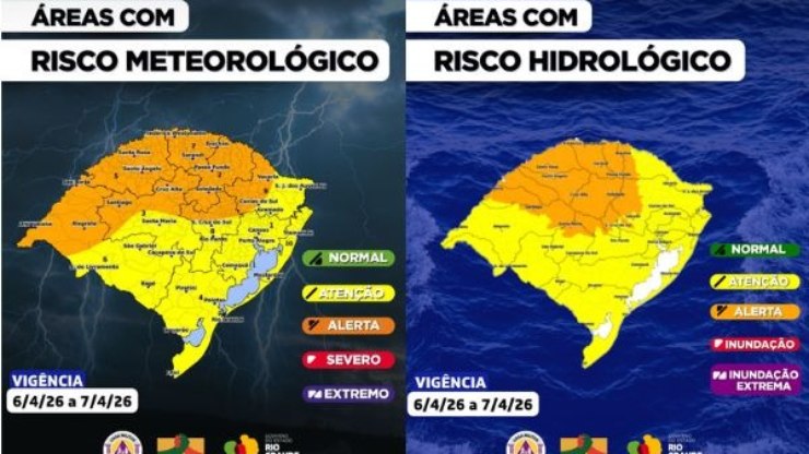 Defesa Civil do RS emite alerta para ciclone extratropical