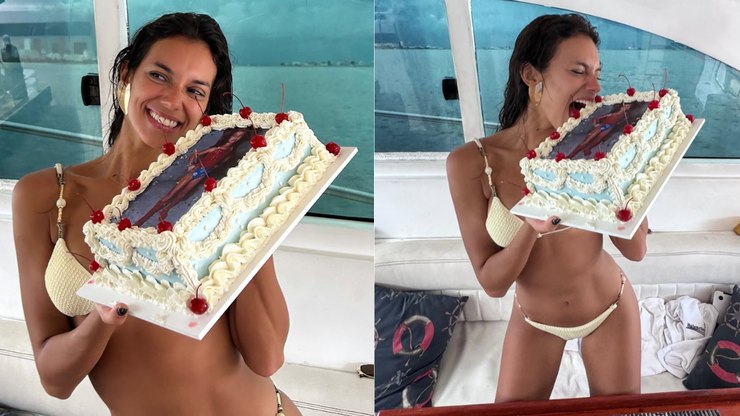 De biquíni, Alane Dias comemora aniversário com Francisco Gil