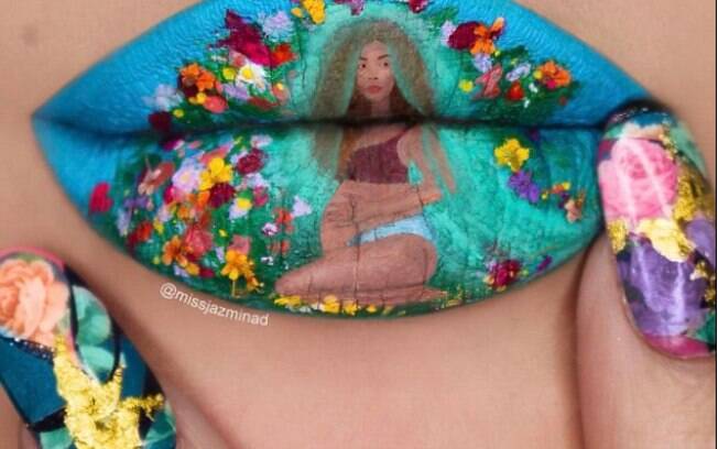 Maquiadora faz homenagem a foto de Beyoncé nos lábios