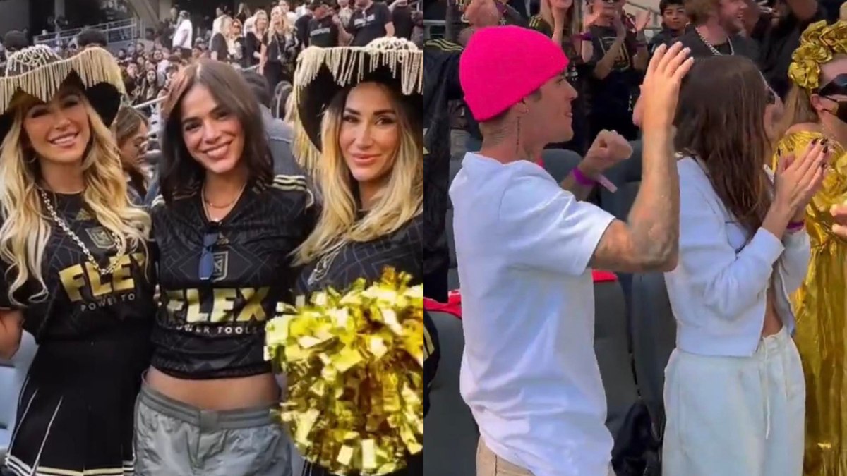 Bruna Marquezine assiste jogo com Justin Bieber e Hailey Bieber