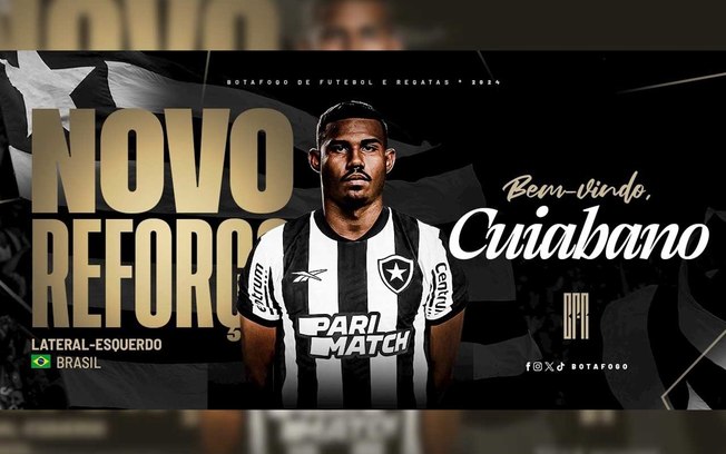 Botafogo anuncia a chegada de Cuiabano para a lateral esquerda