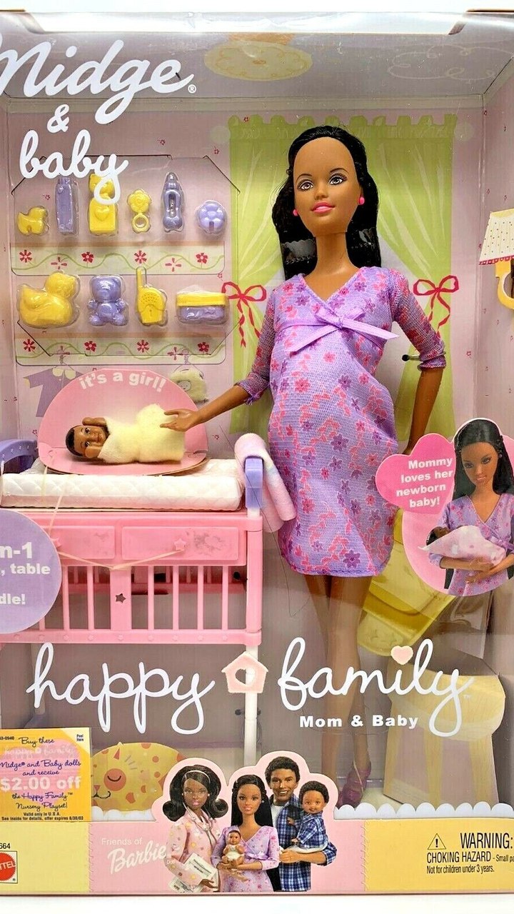 Boneca Barbie Grávida Midge & Baby Happy Family Sem Juros