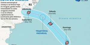 Ciclone bomba tem rota definida ao chegar no Brasil; veja
