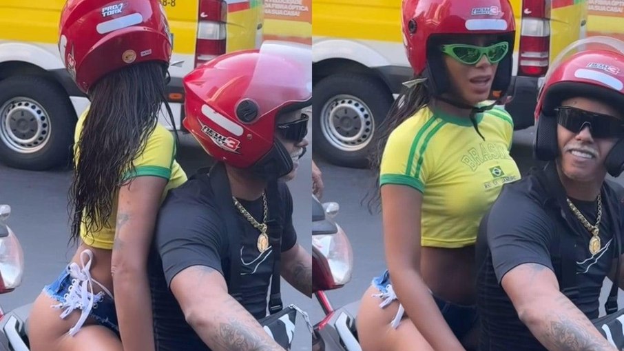 Anitta de short cavado em moto 