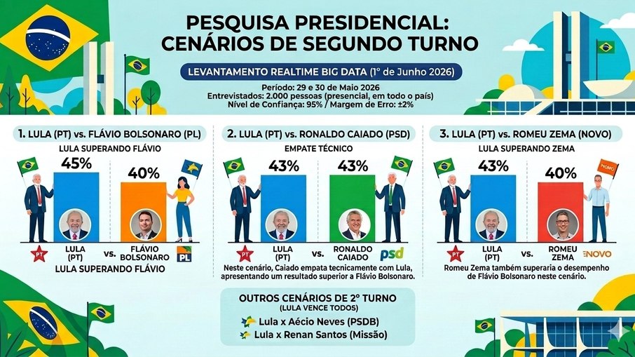 Pesquisa: Caiado e Zema têm mais chances contra Lula em 2° turno Pesquisa: Caiado e Zema têm mais chances contra Lula em 2° turno