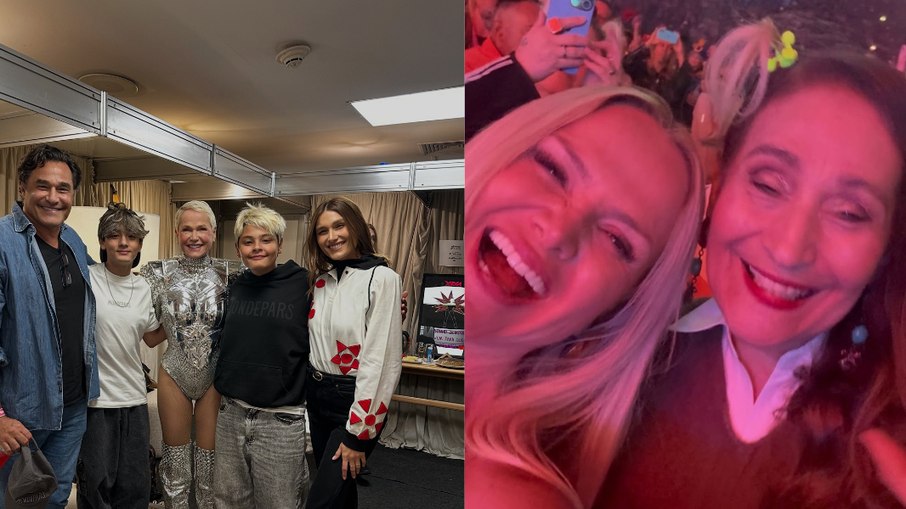 Luciano Szafir  e Sônia Abrão prestigiaram show de Xuxa em São Paulo.