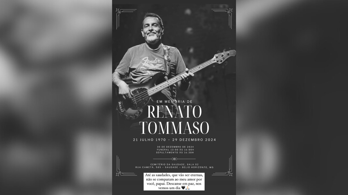 Filha de Renato Tommaso, roadie do Jota Quest, se despede do pai com homenagem