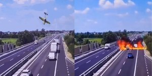 Vídeo: avião cai em rodovia na Itália e deixa 2 mortos