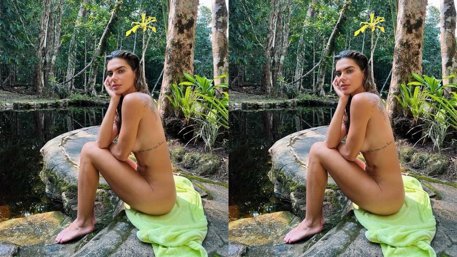 Mariana Goldfarb nua em cachoeira