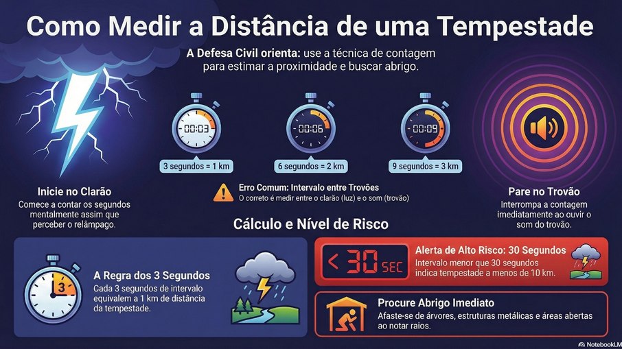 Infográfico: como medir a distancia de uma tempestade