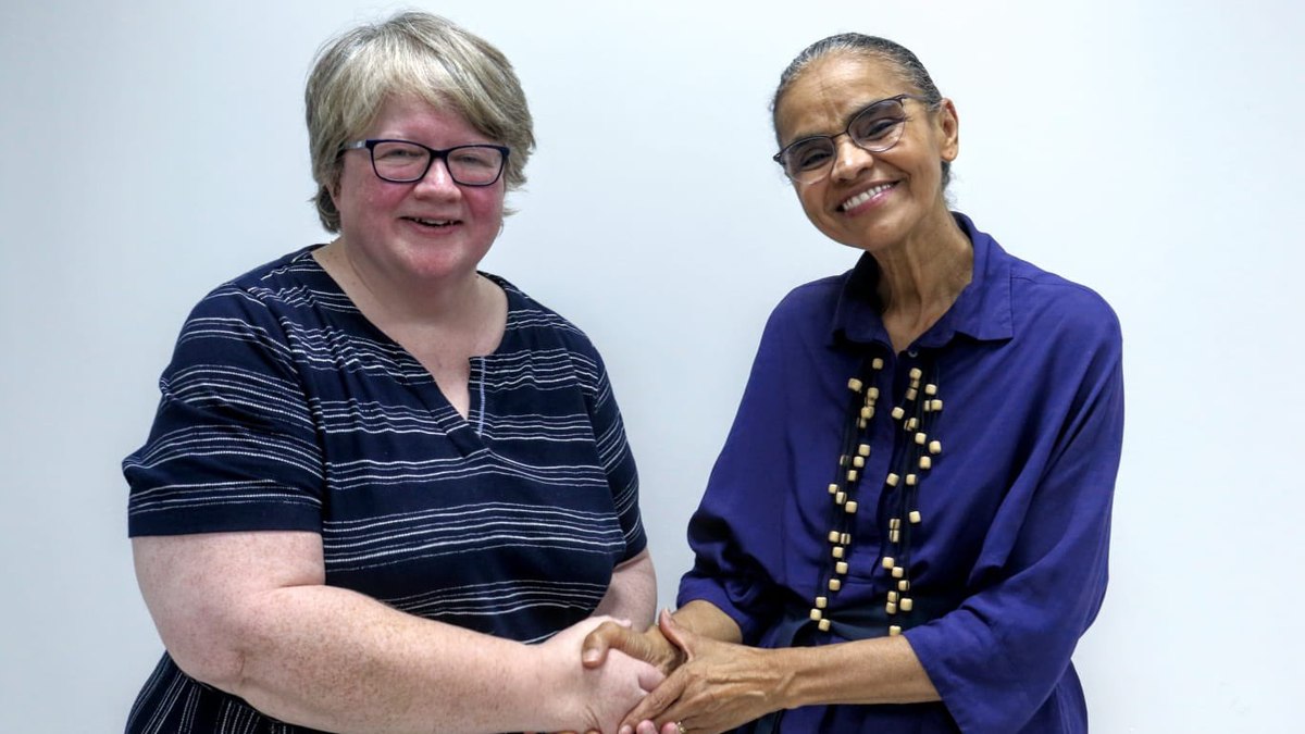 A ministra Meio Ambiente, Marina Silva, e a ministra britânica Thérèse Coffey