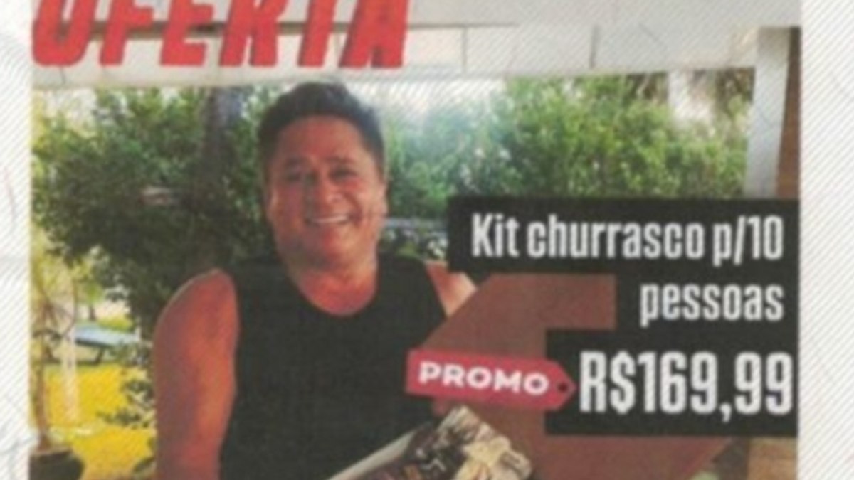 Foto do cantor Leonardo anunciando um kit churrasco
