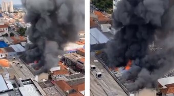 Iincêndio de grandes proporções atinge loja no interior de São Paulo