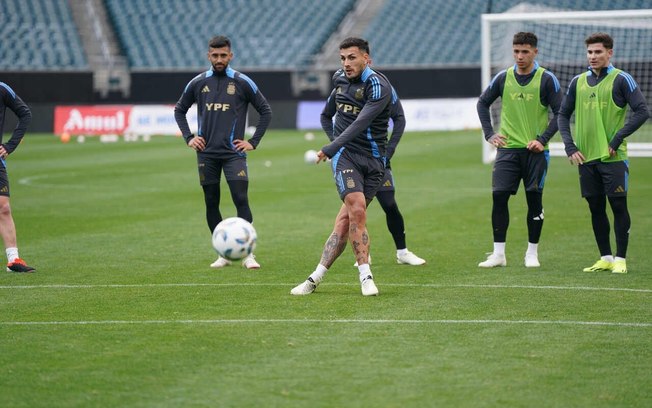 Jogadores da Argentina durante treinamento da seleção - Foto: Divulgação / AFA