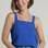 Regata Feminina Ampla Com Linho Alça Larga Decote Reto Azul Royal | C&A | R$ 59,99. Foto: Divulgação