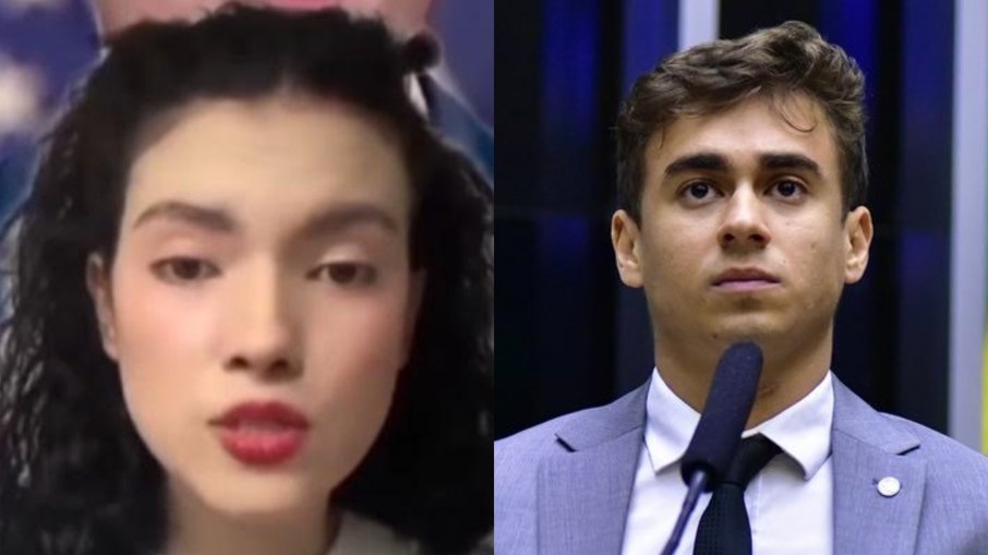 Juliana Rosa e Nikolas Ferreira em fotos publicadas pelo deputado no X, antigo Twitter