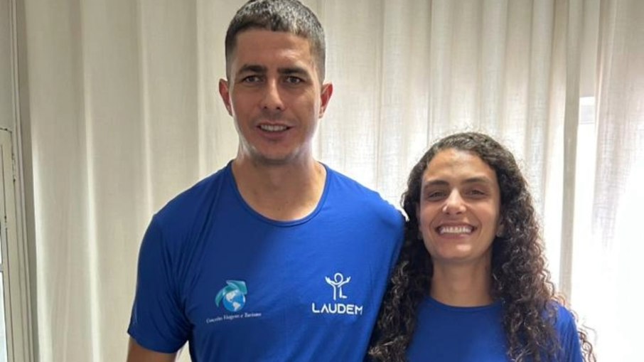 Maikon Ferreira e a guia Larissa Paiva