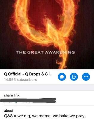 Captura de tele de canal no Telegram do QAnon