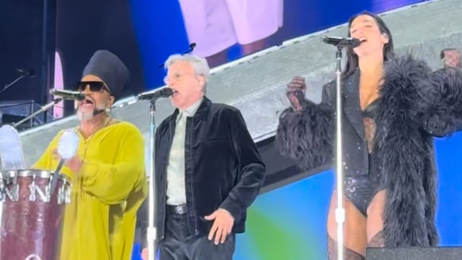 Carlinhos Brown, Caetano Veloso e Dua Lipa Carlinhos Brown, Caetano Veloso e Dua Lipa