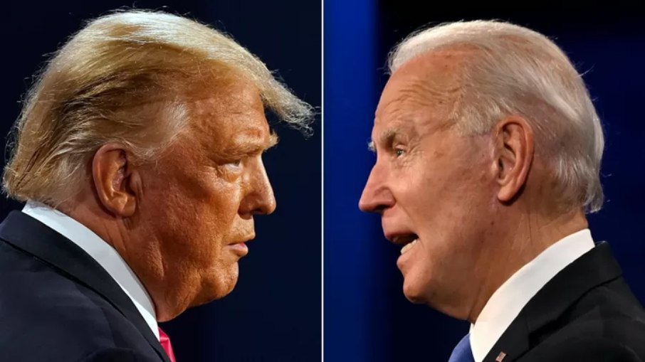 Donald Trump (à esquerda) e Joe Biden (à direita)