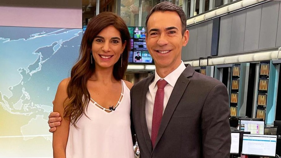 Cesar Tralli posa com Andréia Sadi e web reage: 'Futuro do JN'