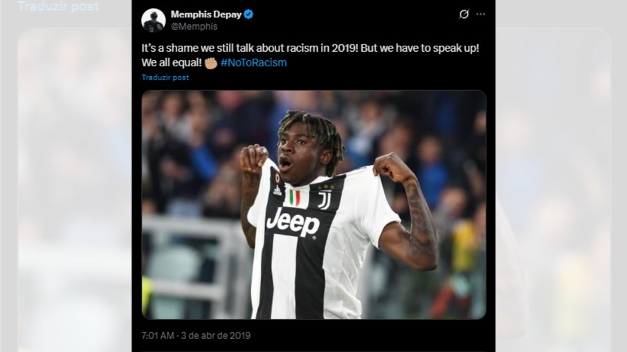 Post de Memphis em apoio a Moise Kean Post de Memphis em apoio a Moise Kean