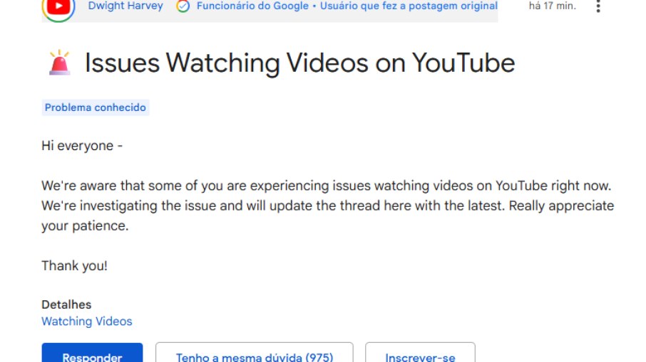 Pronunciamento do Youtube