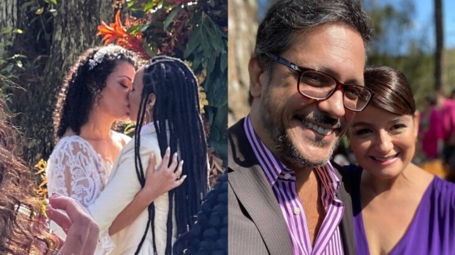 Silvanny Rodriguez fez cerimônia para amigos; Lúcio Mauro Filho compartilhou momento do beijo