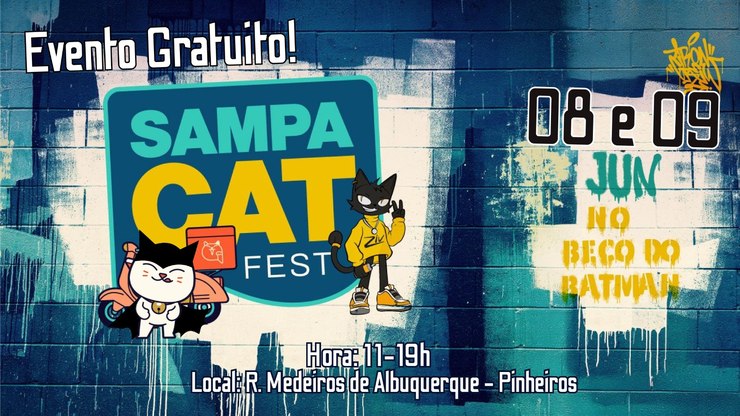 Festival gratuito une amor por gatos, música e arte no Beco do Batman