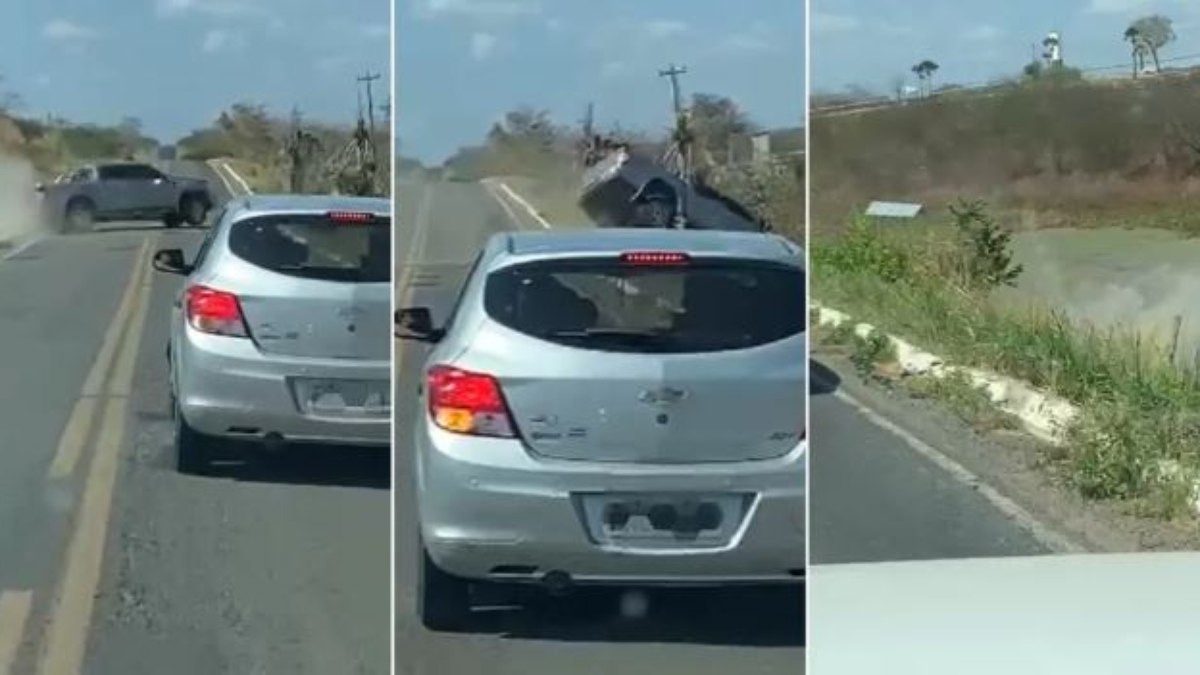 Motorista perde controle do veículo e cai em lago em rodovia de Groaíras, no interior do Ceará 