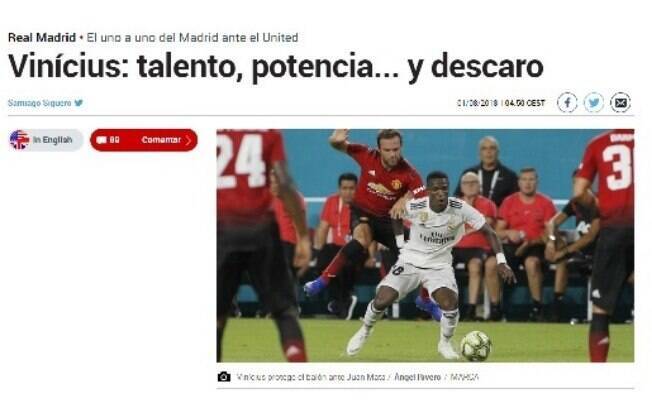 Jornal destacou a ousadia do atacante brasileiro Jornal destacou a ousadia do atacante brasileiro