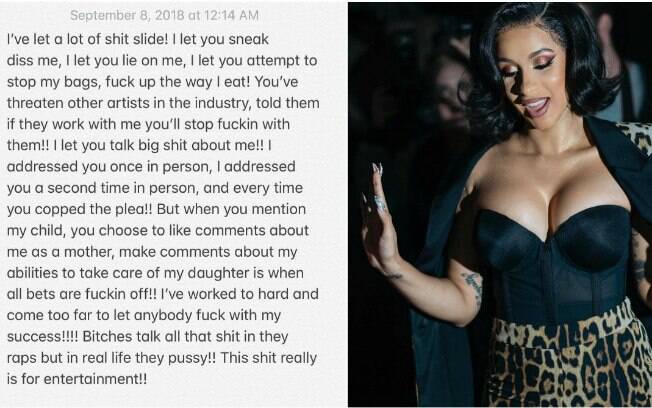 Cardi B desabafa no Instagram após confusão com Nicki Minaj