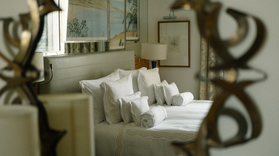 Cama king size da suíte de luxo do Copacabana Palace Cama king size da suíte de luxo do Copacabana Palace