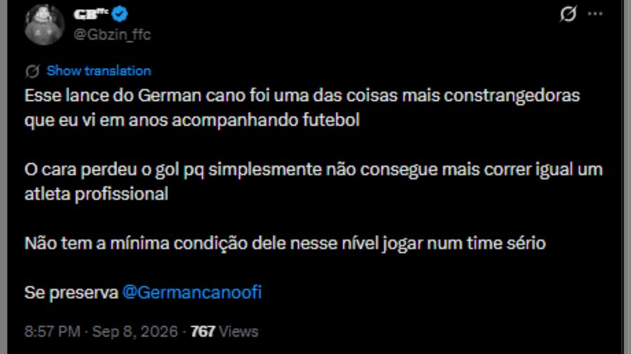 Irritado, tricolor afirma que chance perdida por Cano foi Irritado, tricolor afirma que chance perdida por Cano foi