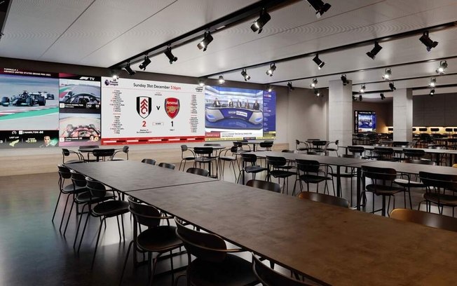 Esboço do restaurante de luxo, na arquibancada Riverside Stand, no estádio do Fulham