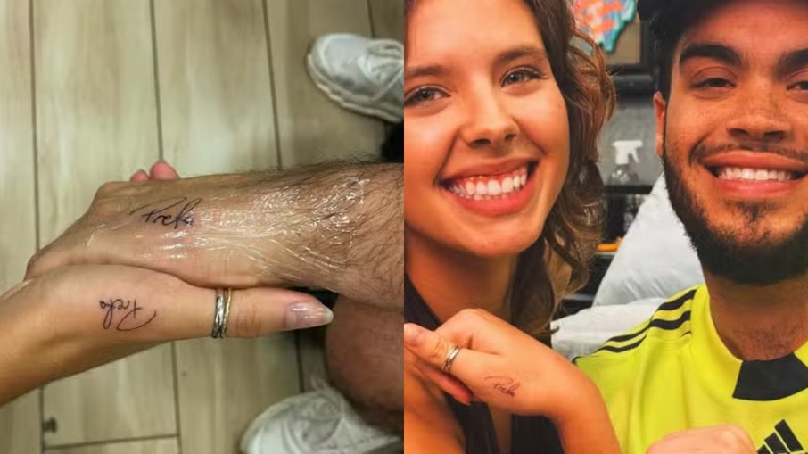Flor Gil e Francisco Gil tatuam nome de Preta 