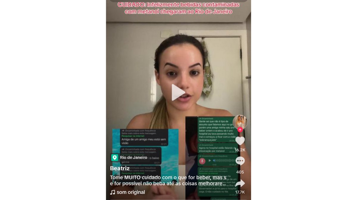 Prefeitura nega casos de intoxicação por metanol na capital, como os relatados em vídeo viral Prefeitura nega casos de intoxicação por metanol na capital, como os relatados em vídeo viral