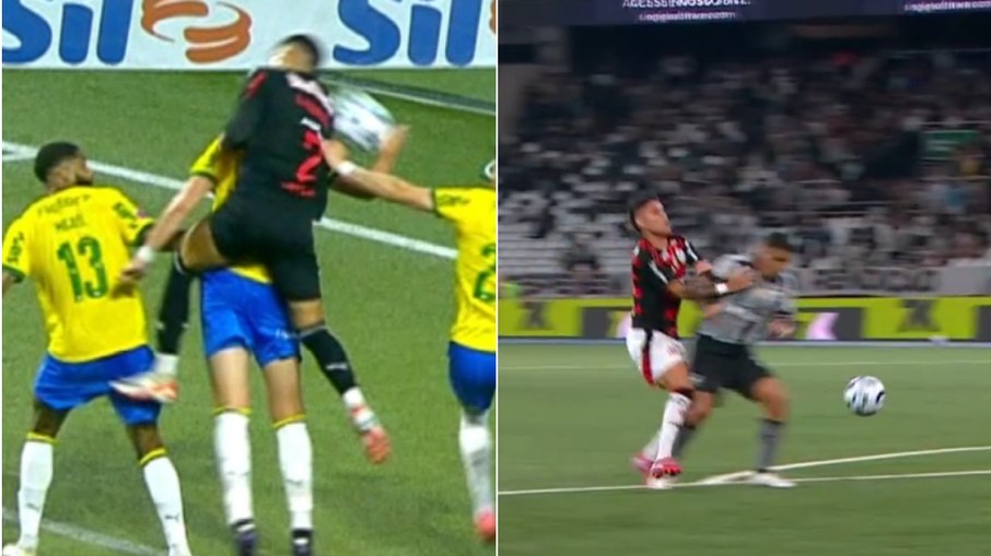 Mesmo vencendo, Flamengo e Palmeiras reclamam de erros de arbitragem Mesmo vencendo, Flamengo e Palmeiras reclamam de erros de arbitragem