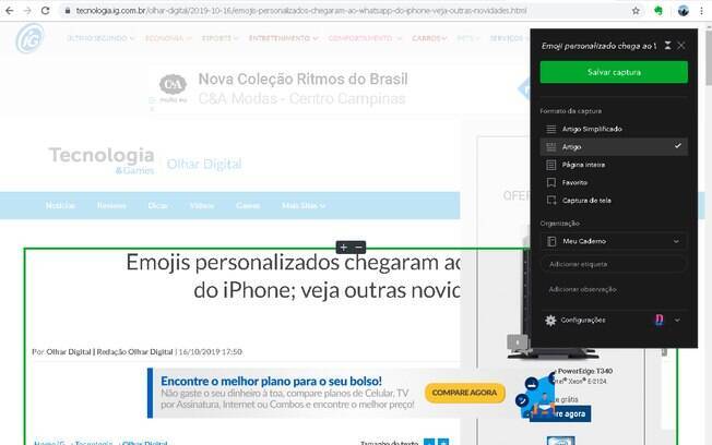 O Evernote salva conteúdos para ler depois