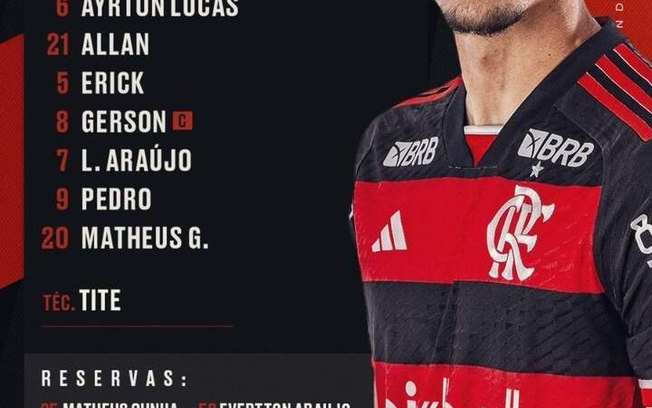 Flamengo defido para enfrentar o Fortaleza