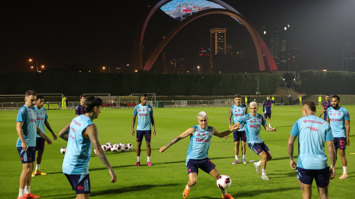 Treino do Flamengo em Doca, no Catar