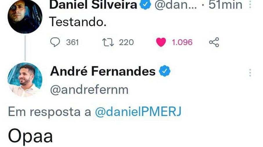 Daniel Silveira e André Fernandes interagem pelo Twitter