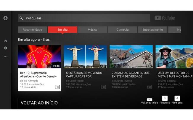 A ferramenta YouTube TV apresenta um layout e atalhos especiais para usuários que desejam assistir uma grande quantidade de vídeos com conforto. 