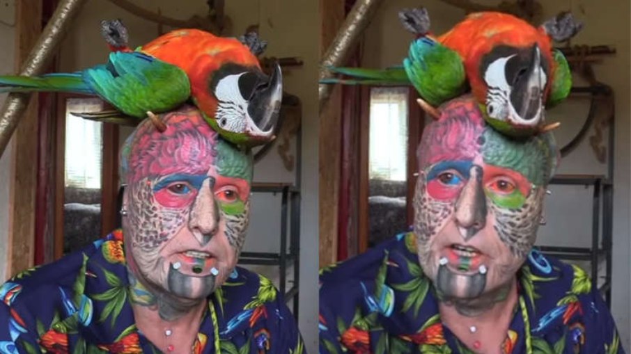 Britânico corta orelhas e faz 100 tatuagens para virar papagaio